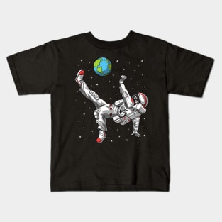 Space Astronaut Soccer Player Kids T-Shirt